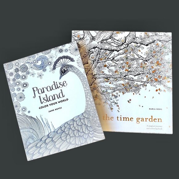 Adult Coloring Books: Paradise Island, Jane Heyes & The Time Garden, Daria Song - Picture 1 of 5